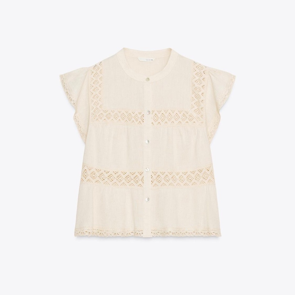 ZARA RUSTIC CROCHET LADDER STITCH TOP